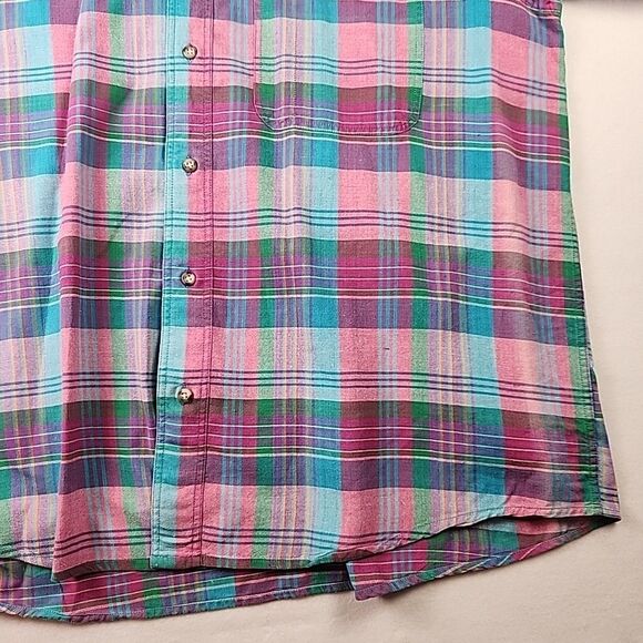 VTG Gant Salty Dog Plaid Half Sleeve Button Down Shirt Mens Large Spring Preppy - Picture 7 of 12